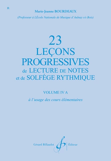 23 Leçons progressives de lecture de notes et de solfège. Volume 4A Visuell
